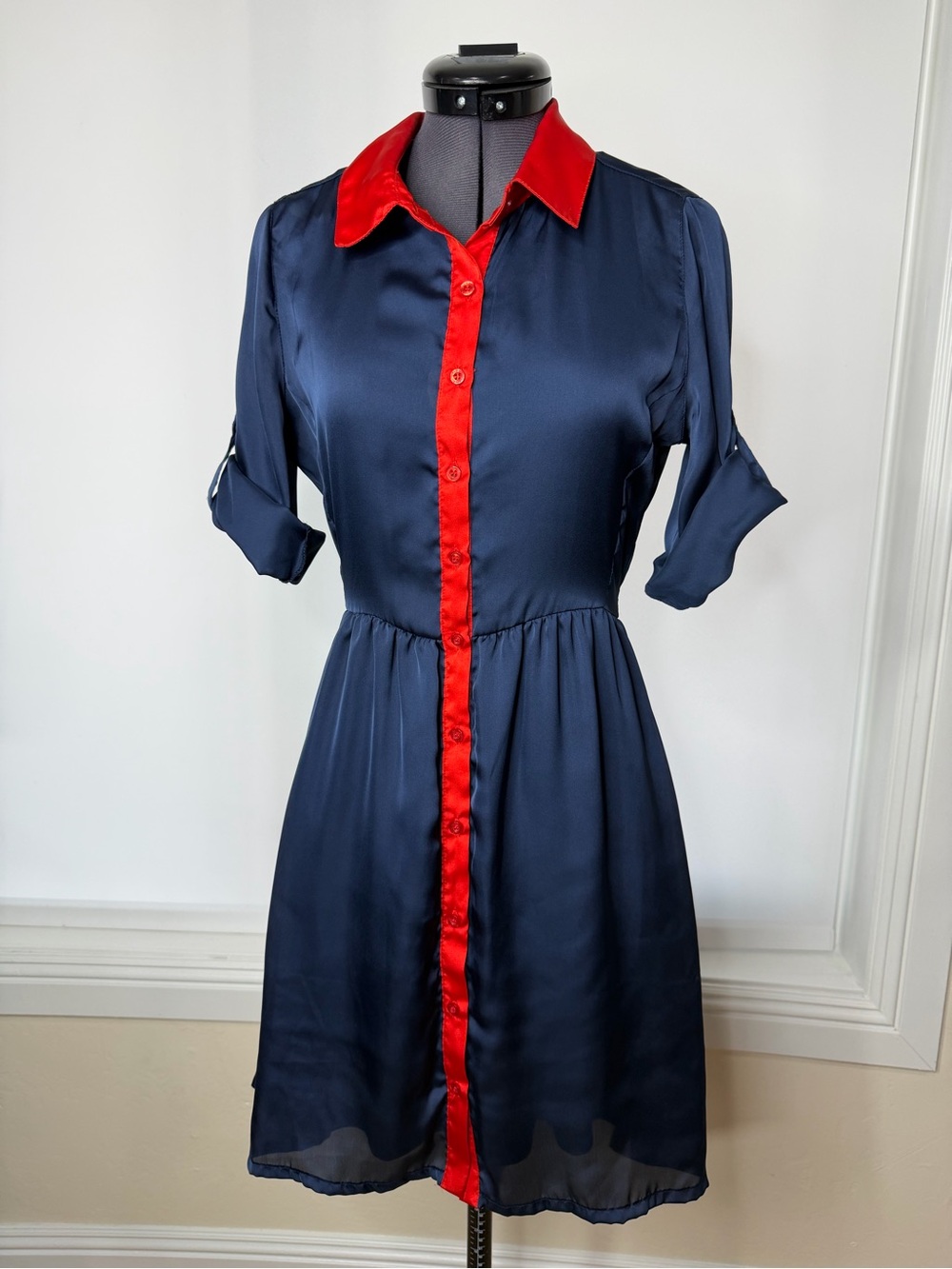 Tommy Girl Navy Midi Dress with Red Trim